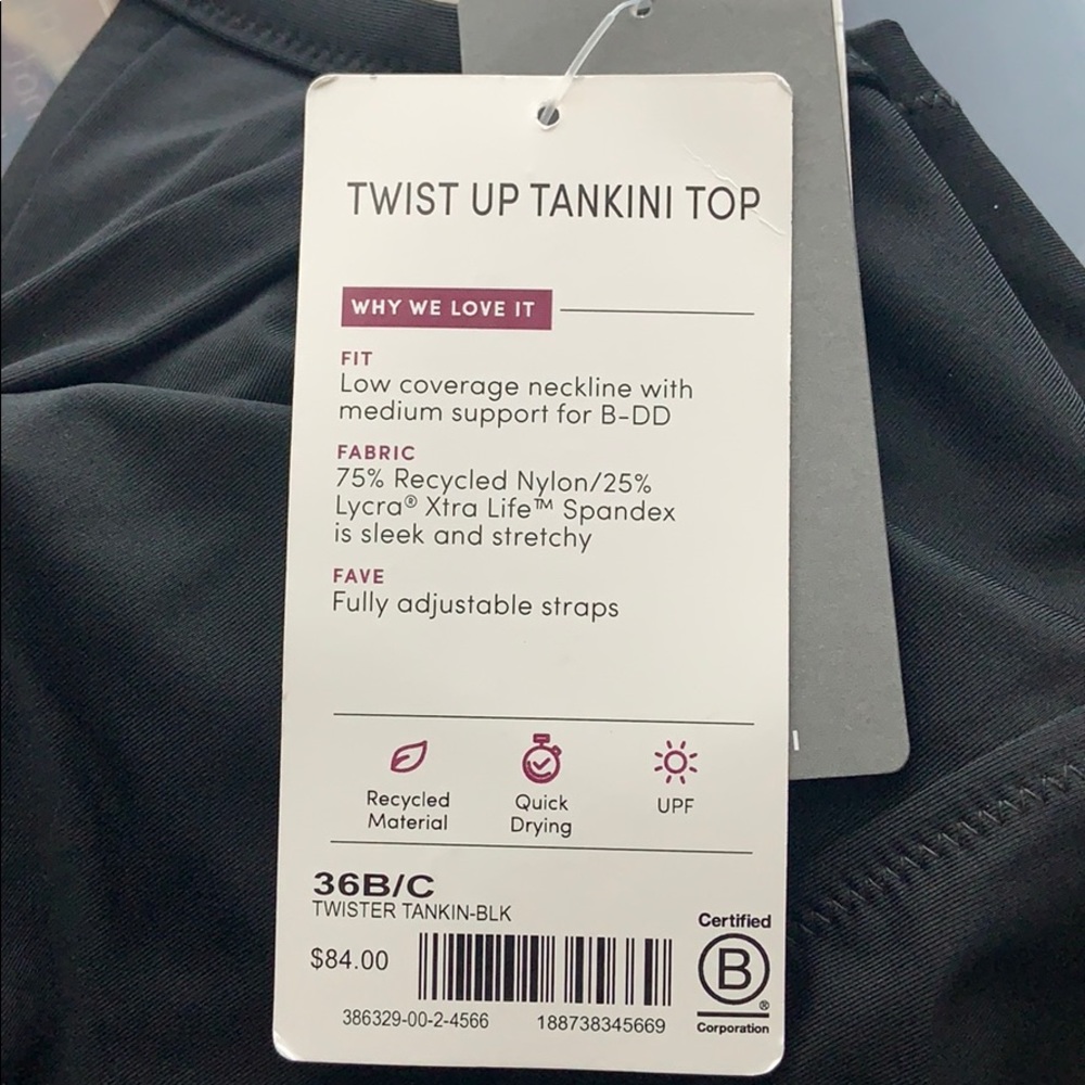 ATHLETA Twist Up Tankini Top Black SWIM Top NWT - Picture 3 of 4